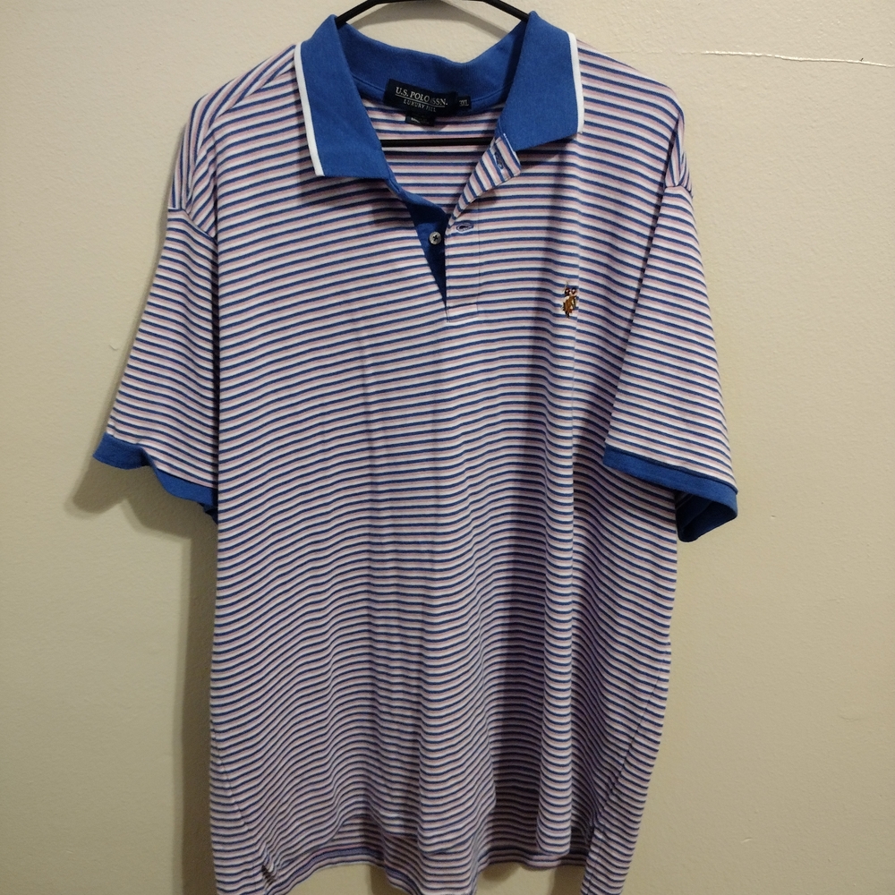 U.S. Polo Assn. Navy and White Striped Polo Shirt